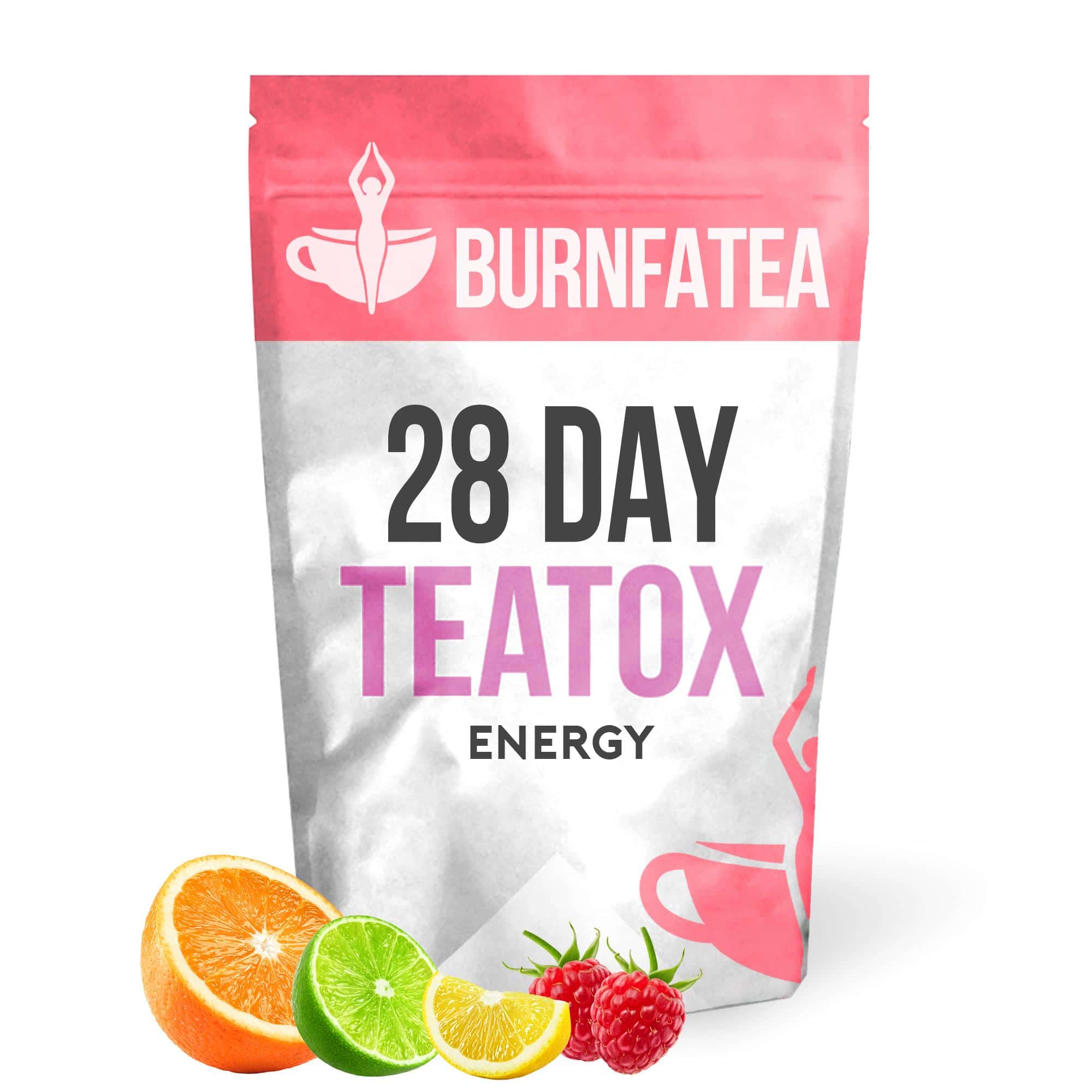 Burnfatea 28 Day Teatox Energy Pack Burnfatea 28 Day Teatox energy tea with citrus and berry ingredients.